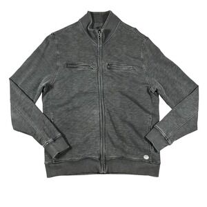 Lucky Brand‎ Black Label L Mens Full Zip Jacket Gray Distressed